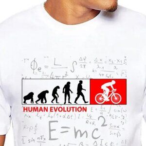 Men's Human Evolution Casual Print Short Sleeve Round Neck Cycling T-Shirt